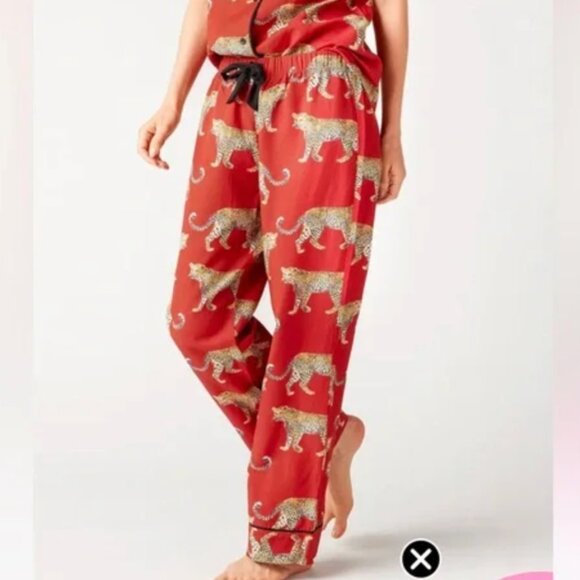 Katie Kime Other - Katie Kime Sz S Cheetah‎ Pajama Pants Red Jungle Animal Cotton Blend